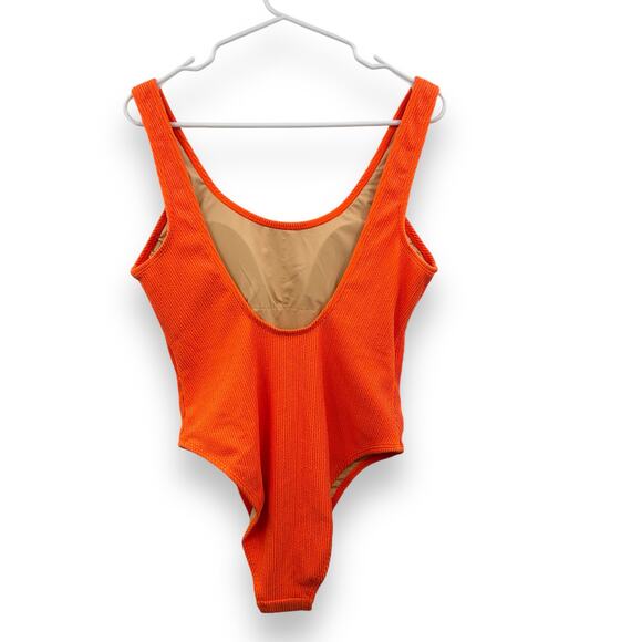 NEW Cotton on Orange One Piece Swimsuit Small Ribbed Textured Cheeky Swim NWT - Picture 6 of 11